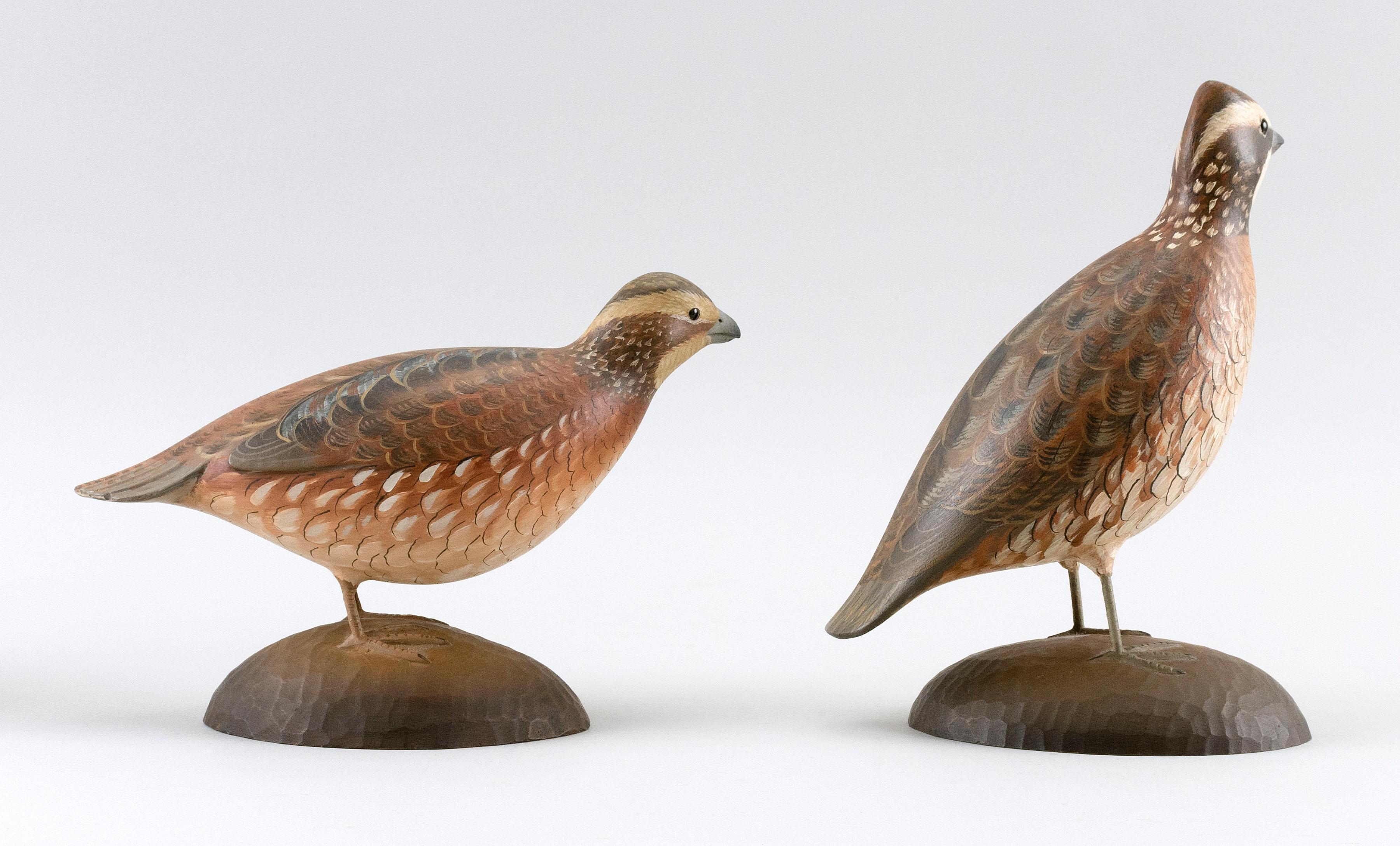 George Strunk | PAIR OF GEORGE STRUNK LIFE-SIZE BOBWHITE QUAIL CARVINGS ...