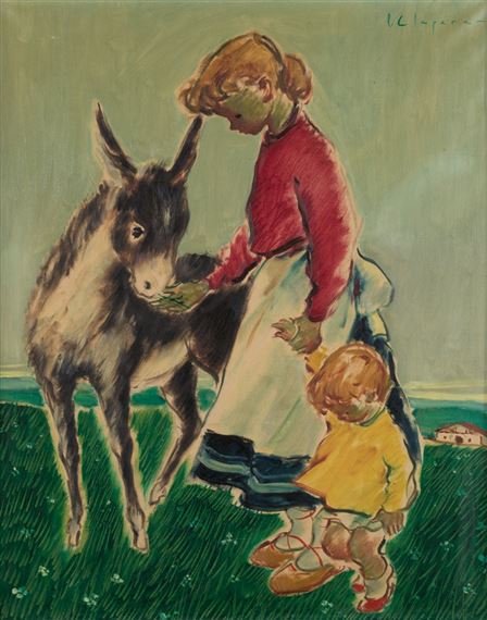 NIÑOS CON BURRO by Pere Clapera Argelaguer