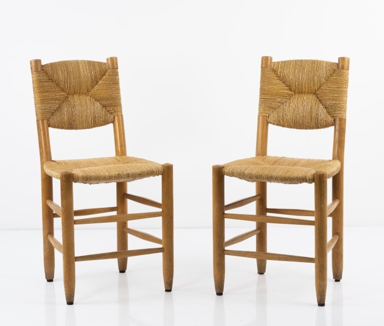 Set of 5 Black Charlotte Perriand Meribel Chairs — FORM Atelier