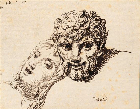 Tête de femme et de faune by Jacques-Louis David