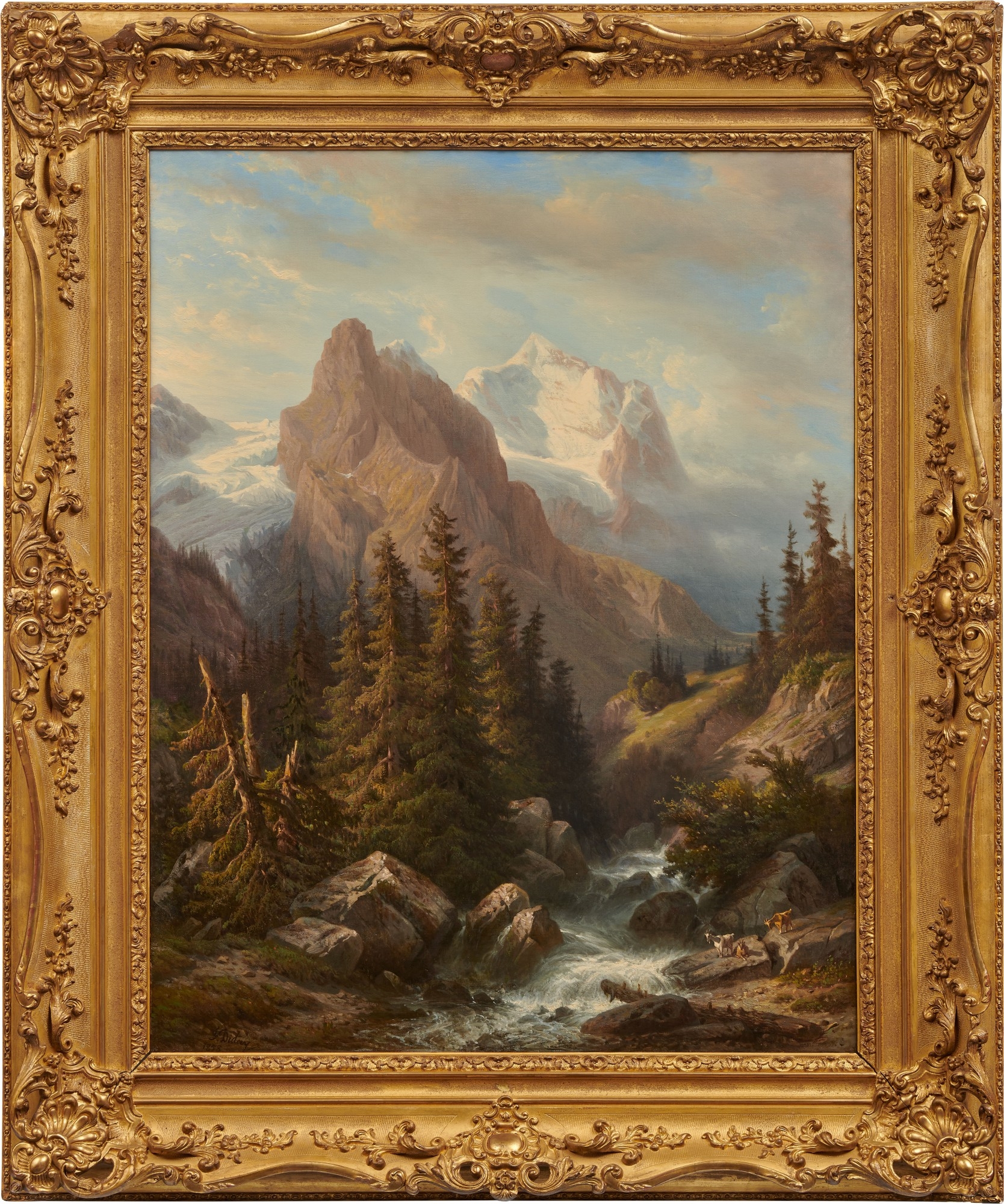 François Diday | MOUNTAINOUS LANDSCAPE WITH THE ROSENLAUI GLACIER (1858 ...