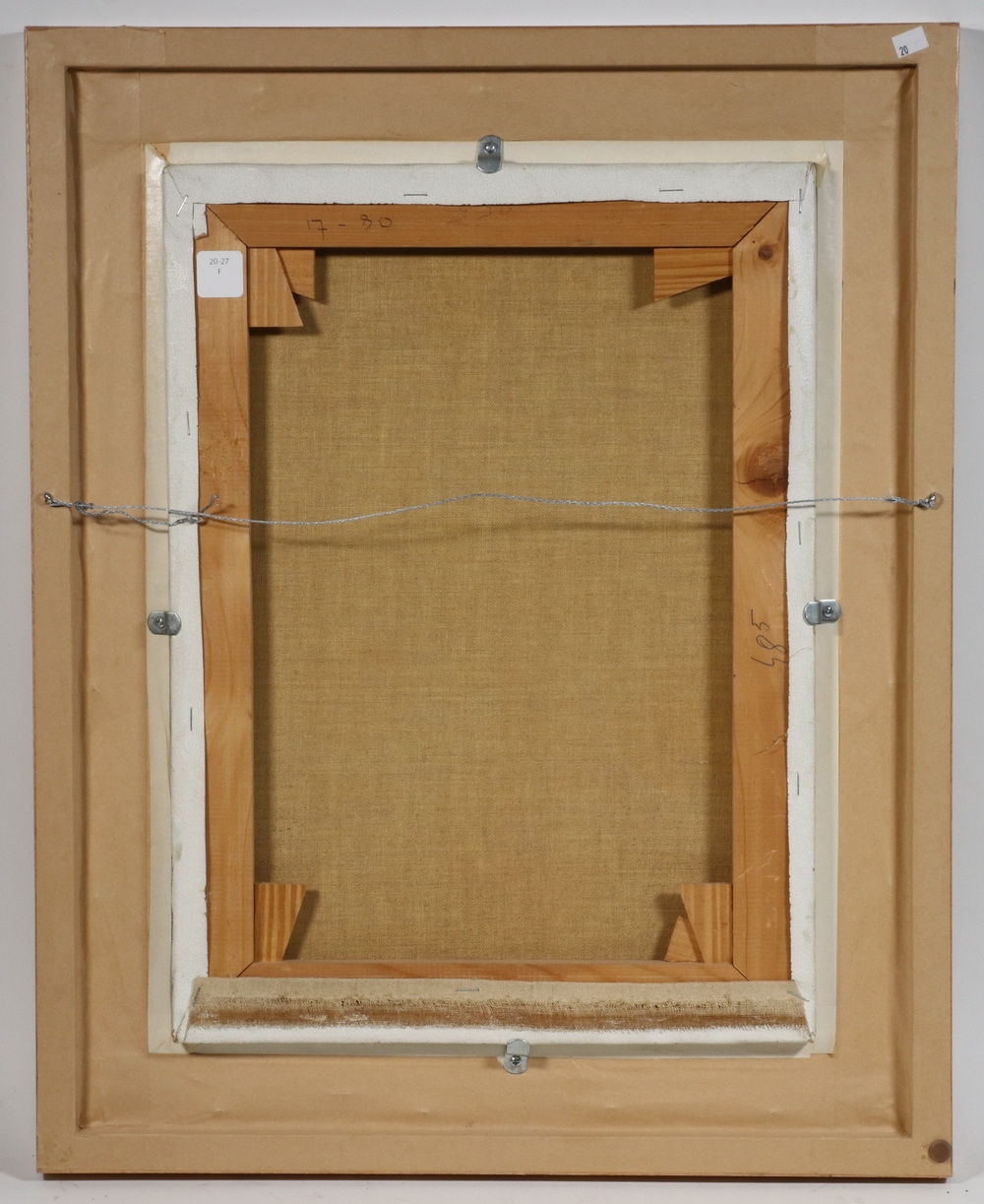 Artwork by Regina Rozin, Surrealist Image of Pearls and Pears in a Vase on a Desolate Landscape, Made of oil on linen