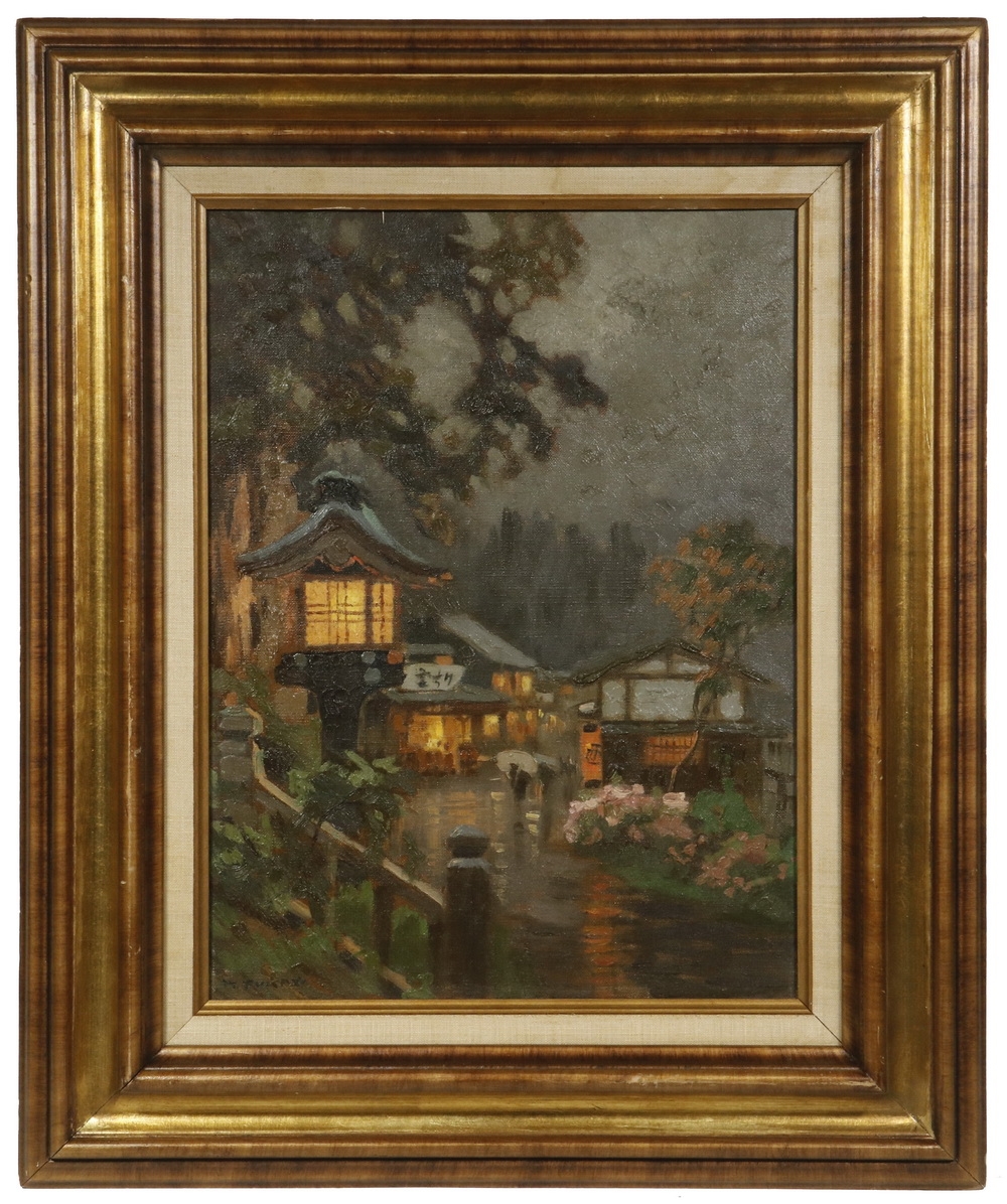 Artwork by K. Fukaya, Japanese Springtime Village, Made of oil on canvas