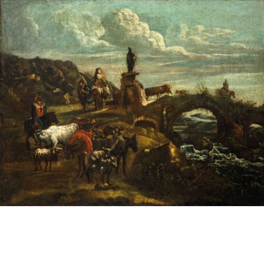 Paesaggio con torrente e pastori by Johan Heinrich Roos