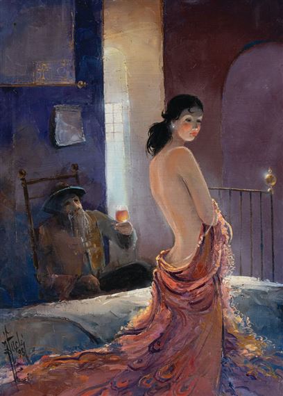 Girl and Old Man by Josef Łącki, 1993