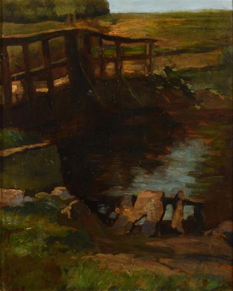 Die Brücke über der Ilm bei Weimar by Ludwig von Hofmann