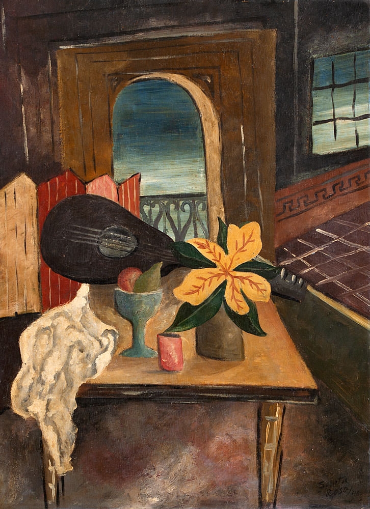 Tomás Santa Rosa | Vaso de Flor e Viola (1946) | MutualArt