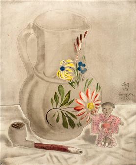 藤田、Nature morte a la pipe et a la poupee Leonard Tsuguharu Foujita | Nature morte à la pipe et à la poupée