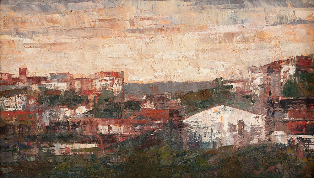 Artwork by José Paulo M. da Fonseca, Paisagem com Casarios, Made of oil on canvas