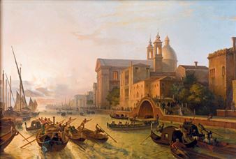 View of Santa Maria del Rosario from the Giudecca canal - British School, 19th Century