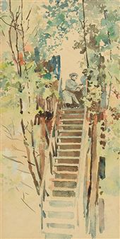 Myśliwy na ambonie łowieckiej - Togo Kazimierz Falat