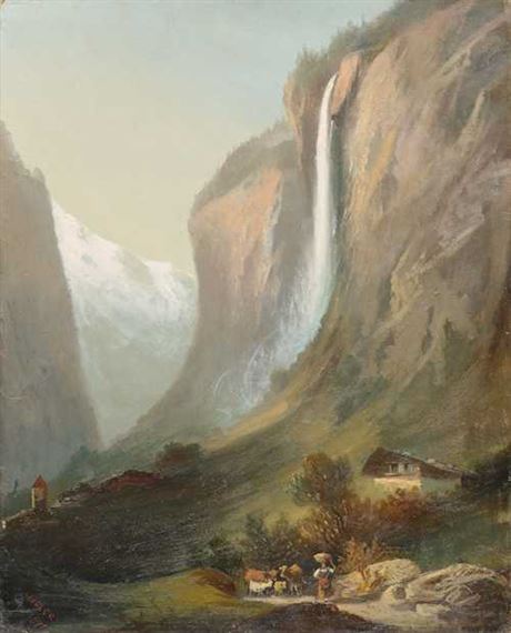 Der Staubbachfall. (Staubbach falls) 1871. by Ferdinand Hodler, 1871