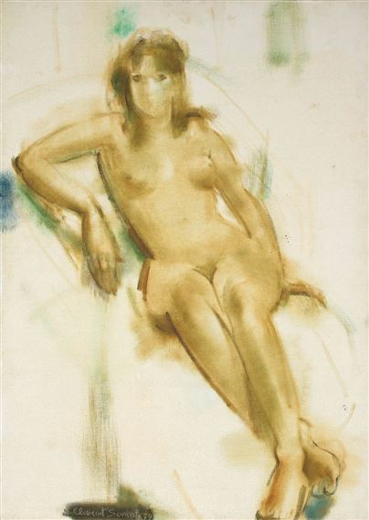 Seated Nude by Clement Serneels, 1979