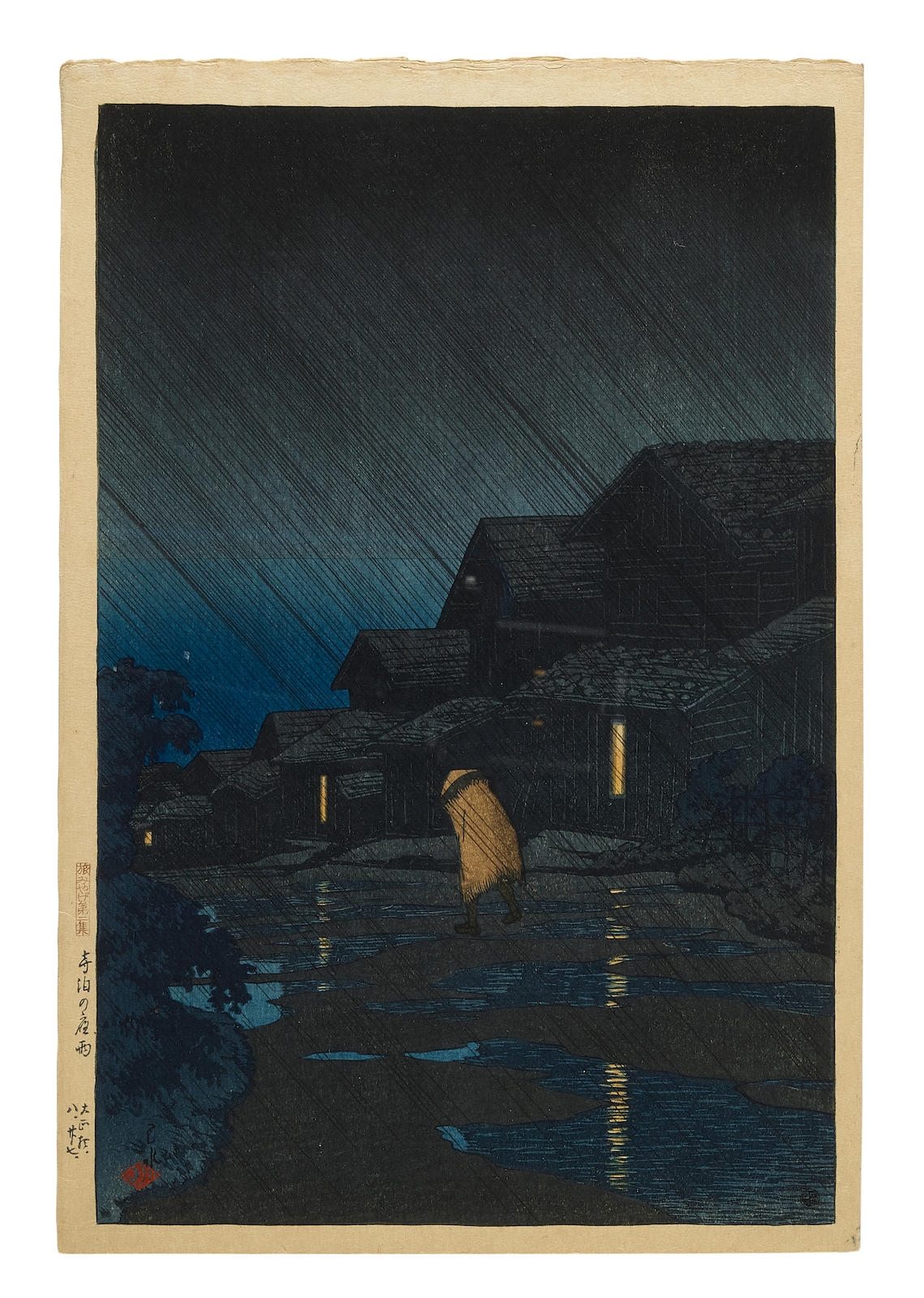 Artwork by Hasui Kawase, Teradomari no yau (Evening Shower, Teradomari), Made of oban tate e print