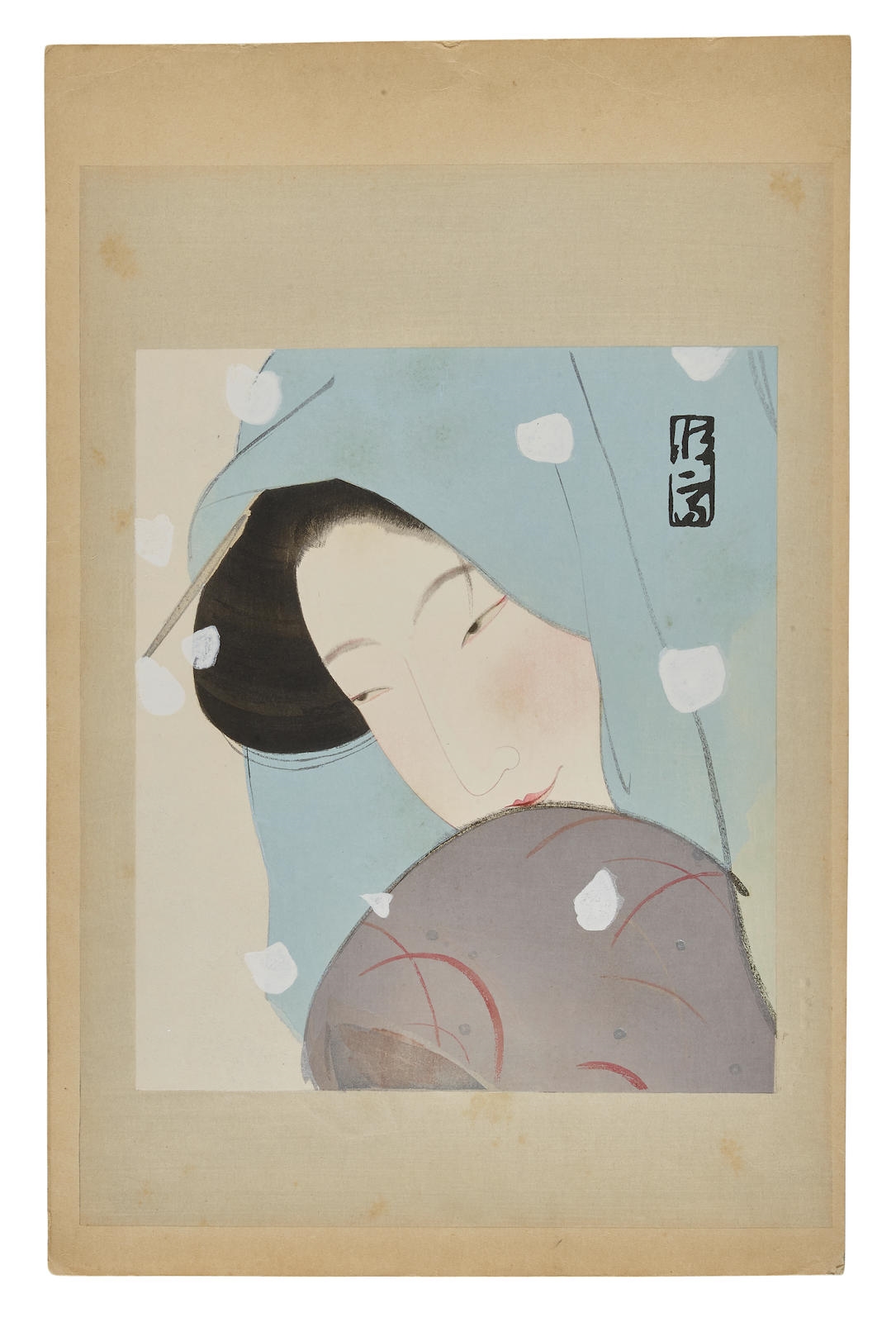 Artwork by Hasui Kawase, Kitano Tsunetomi, Two works: Umegawa; Yuku haru (Departing Spring), Made of oban tate e prints