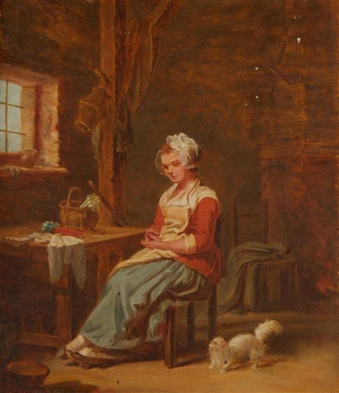 Young woman in an interior by Marie-Marc Antoine Bilcocq