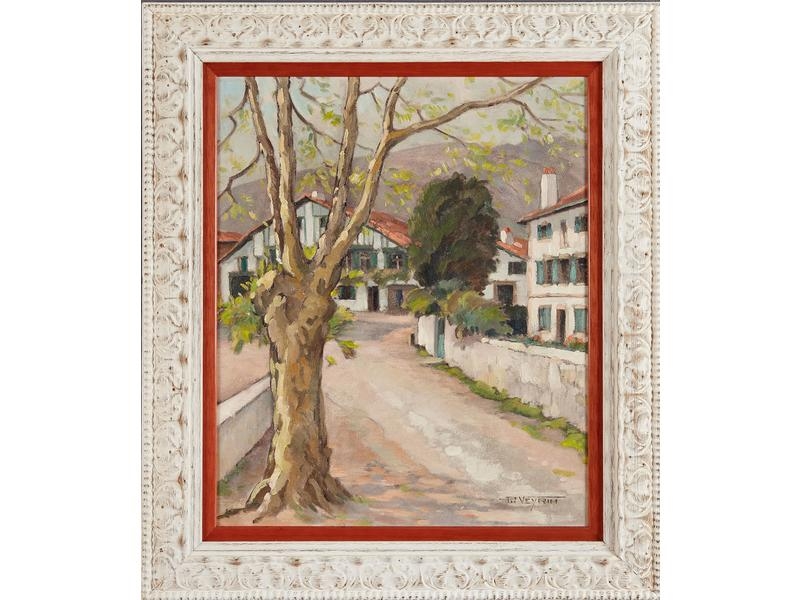 Artwork by Philippe Veyrin, Platane devant la ferme basque, Made of Oil on panel