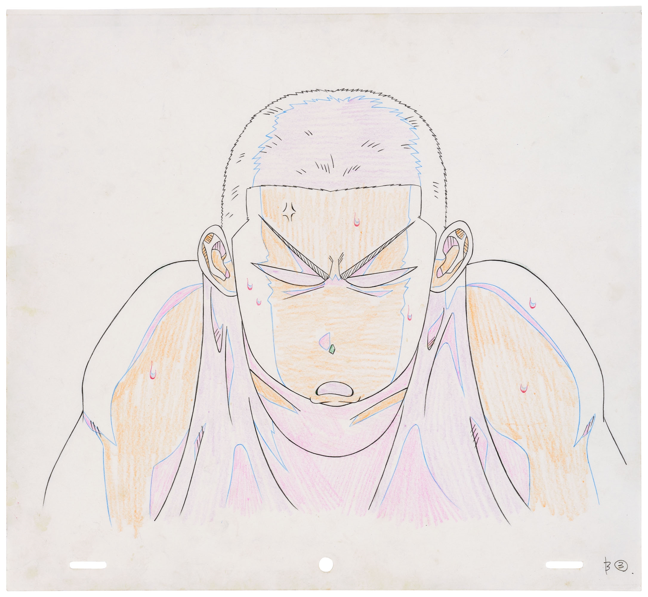 Artwork by Toei Animation, Two works: Hanamichi Sakuragi, Made of acrylic and marker on cel; & gouache on paper; pencil and colour pencil on paper