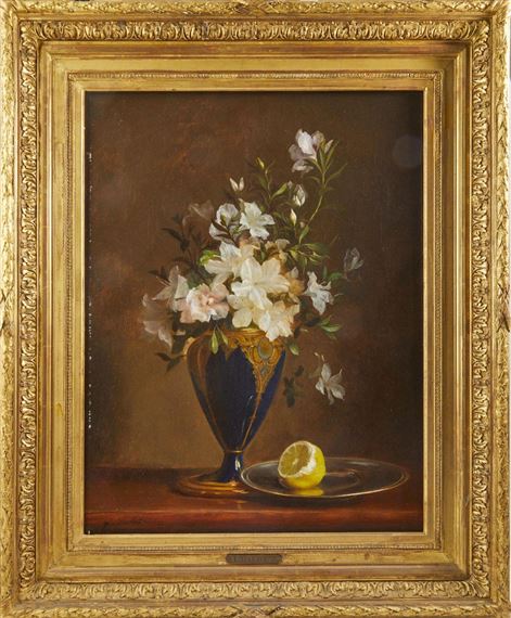 Nature morte aux fleurs et citron by Aurélie Léontine Malbet, circa 1890
