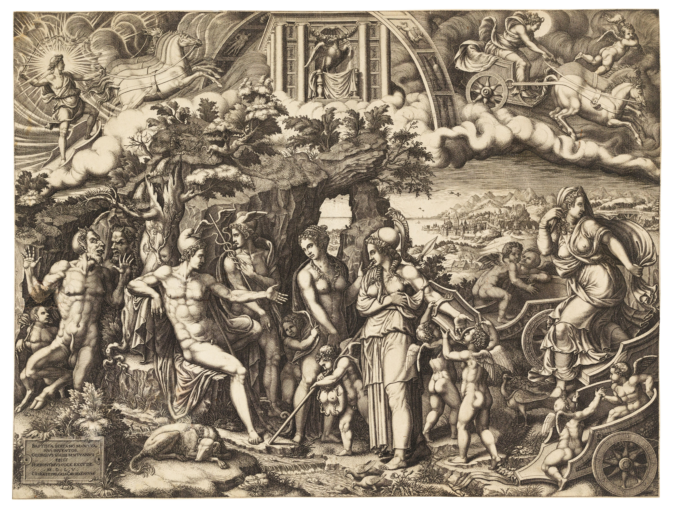 The Judgement of Paris by Giorgio Mantovano Ghisi, Giovanni Battista Bertani, 1555