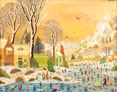 Lac gelé animé de patineurs by Alain Thomas