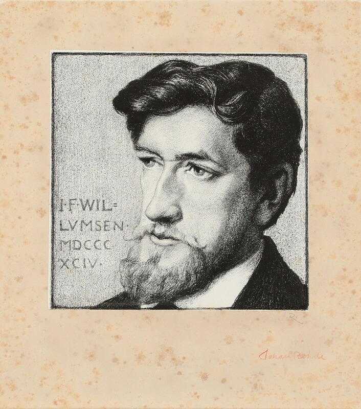 Artwork by Johan Gudmann Rohde, Portrait of J. F. Willumsen, Made of Lithograph