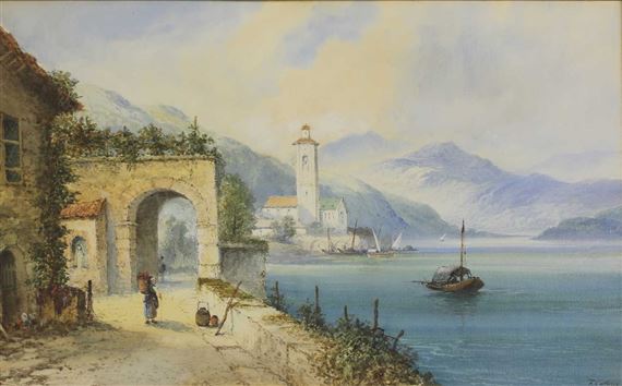 Italian lake scene by Edwin St. John