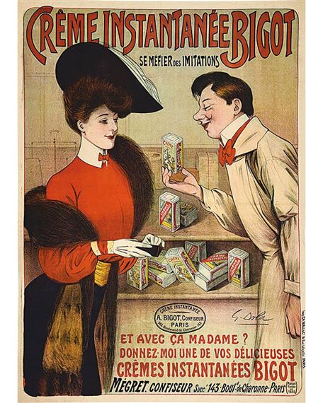 Crème Instantanée Bigot Mégret Confiseur 143 Boulevard de Charonne by Georges Dola, 1910