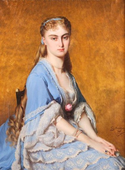 Portrait d'une jeune femme en bleu by Gaston Casimir Saint-Pierre, 1871