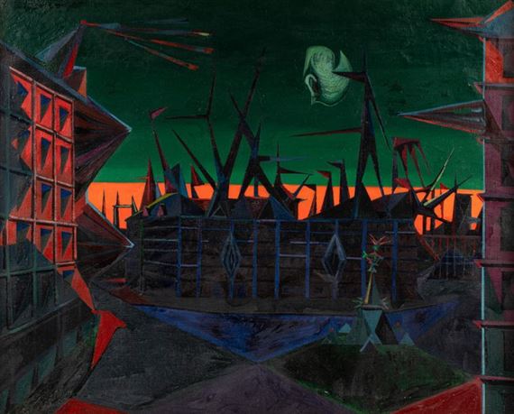 La lune écoute le soleil se coucher by Lucien Coutaud, 1944