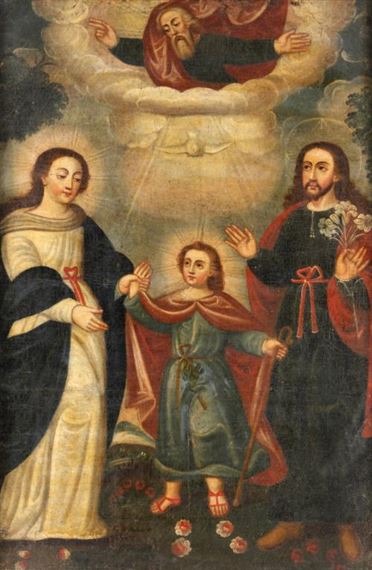 The Holy Family with God the Father and the Holy Spirit by South American School, 18th Century