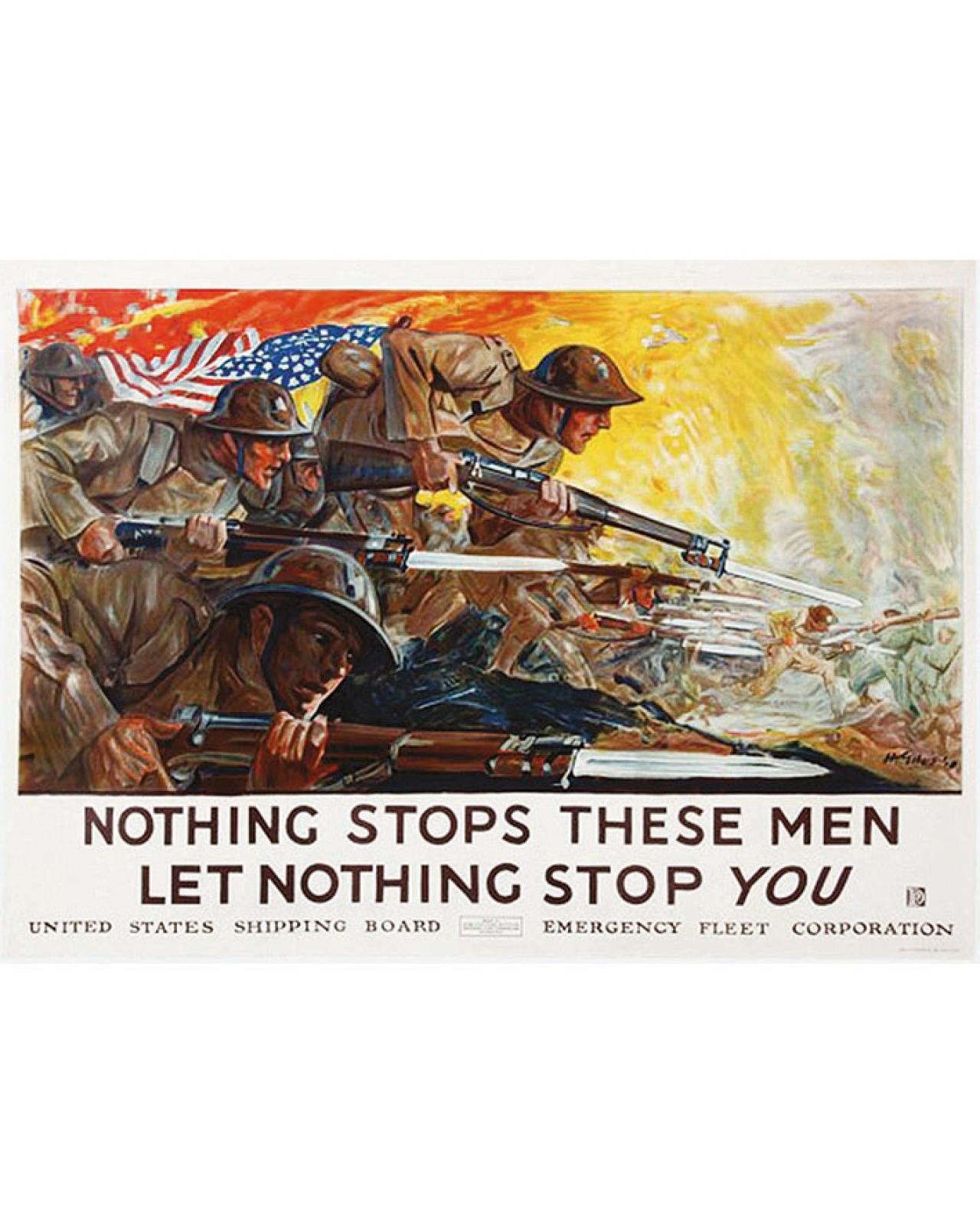 Artwork by Howard Giles, Nothing Stops These Men, Let Nothing Stop You, Made of Poster on Linen