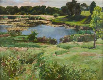 Landscape Painting, Georgia Farm - David Akhriev