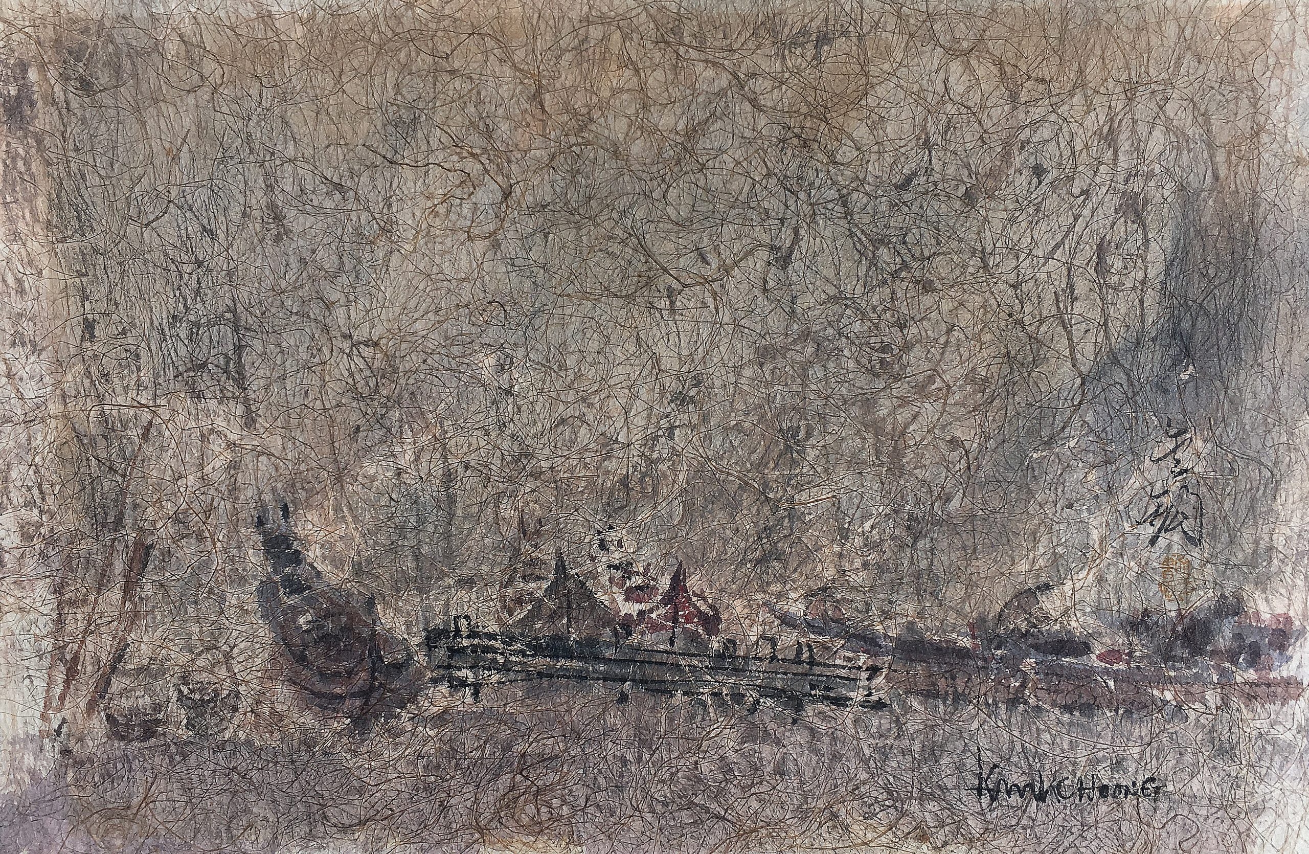 Artwork by Choong Kam Kow, Kinta Series, Made of Chinese ink and watercolor on paper