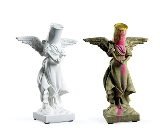 Banksy | Two Works: Suicide Man (White; STONE sculpture Ver