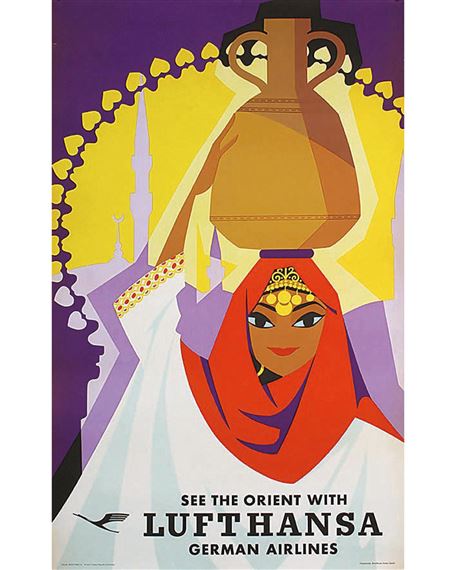 See the Orient With Lufthansa Germain Airlines by Walter Rau, 1956