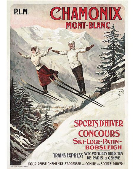 Chamonix Mont-Blanc Affiche chemin de fer PLM 
