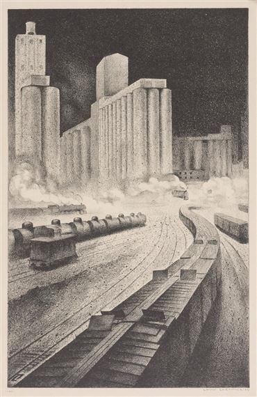 GRANARIES TO BABYLON (BABYLON TO OMAHA) (FLINT 112) by Louis Lozowick, 1933