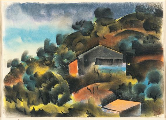 House on a Hill, Sicily by Richard Ziegler, 1925