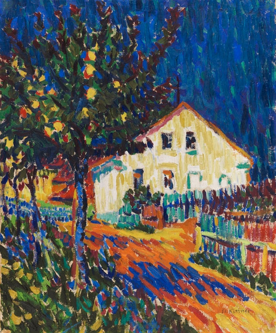 Artwork by Ernst Ludwig Kirchner, Dorfstraße mit Apfelbäumen, Made of Oil on canvas