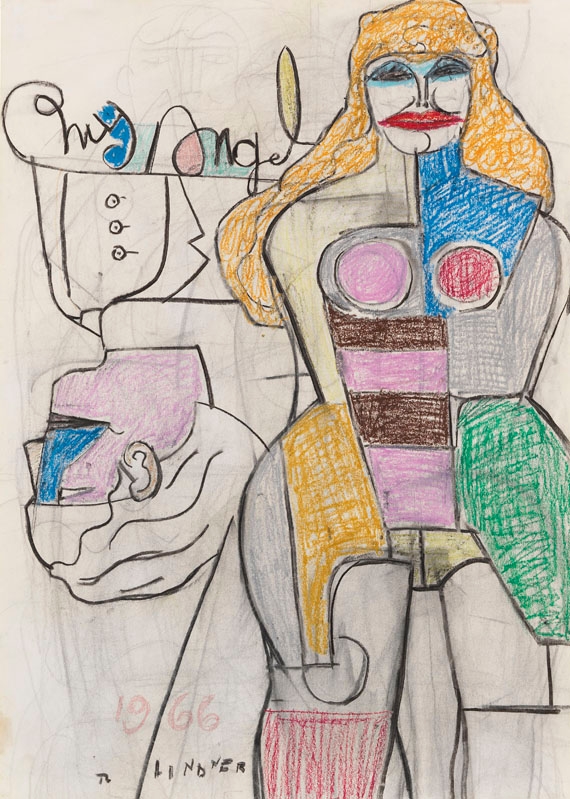 Artwork by Richard Lindner, My Angel, Made of Colored chalk