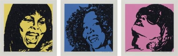 Thre Works: Trois Divas I-III (AEIOU and sometimes Y) by Mickalene Thomas, 2010