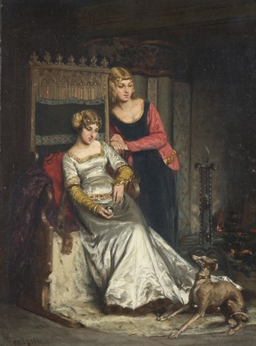 Artwork by Charles Alexandre Coëssin De La Fosse, Ladies in an interior, Made of Oil on canvas