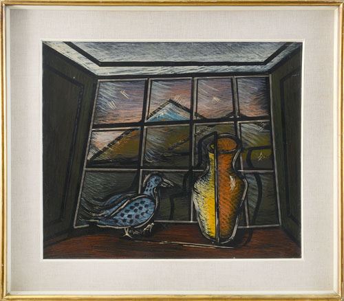 Vaso e piccione alla finestra by Pippo Oriani, 1928/1929