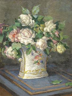 Still Life of Roses in a Vase - J Mason