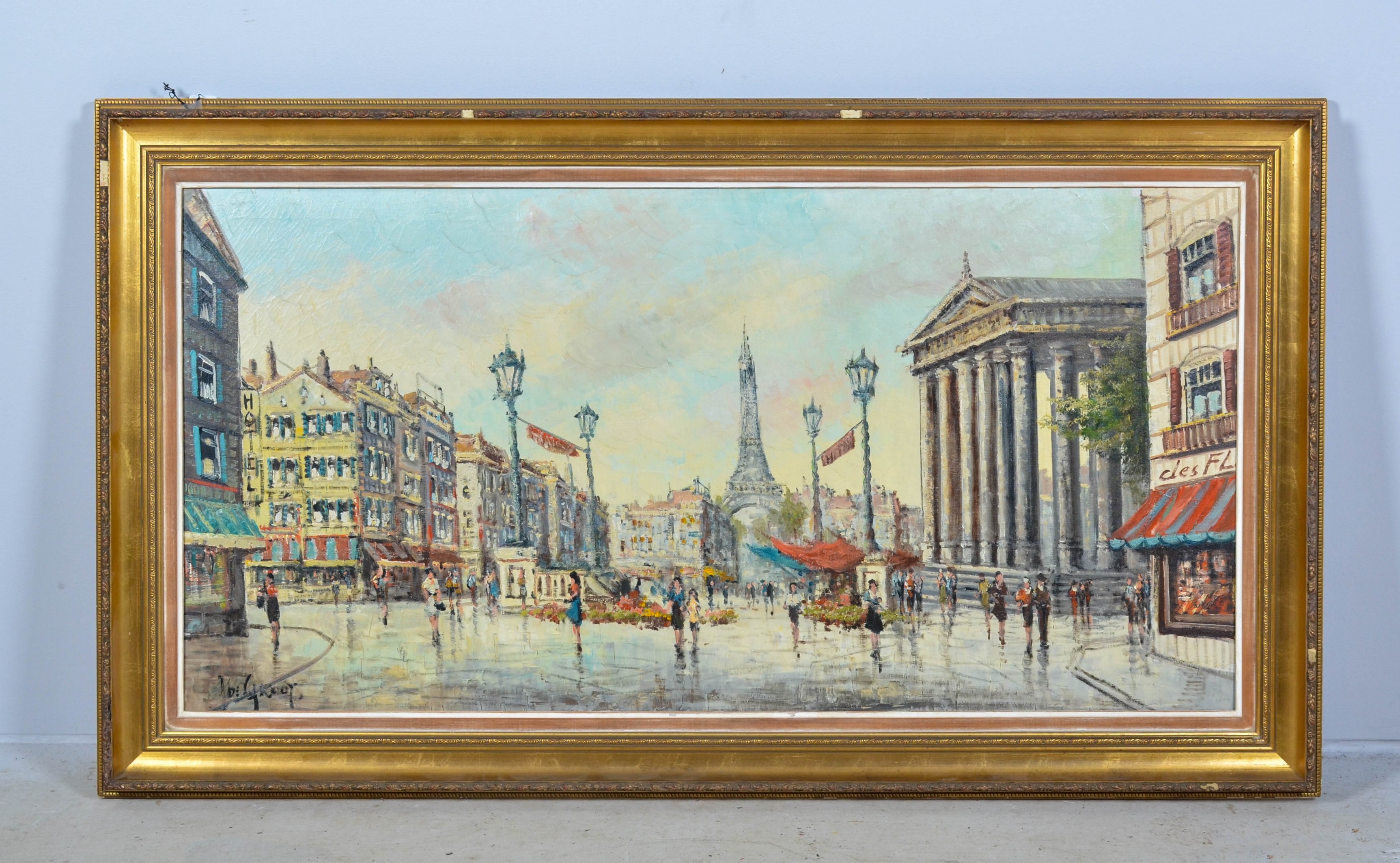 Artwork by J. de Groot, Painting of a Paris street scene, Made of oil on canvas