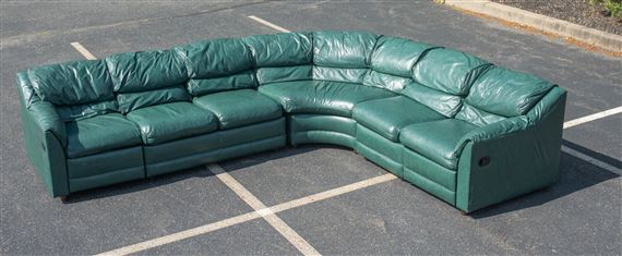 Ethan Allen Green Leather Upholstered, Ethan Allen Tufted Leather Sofa