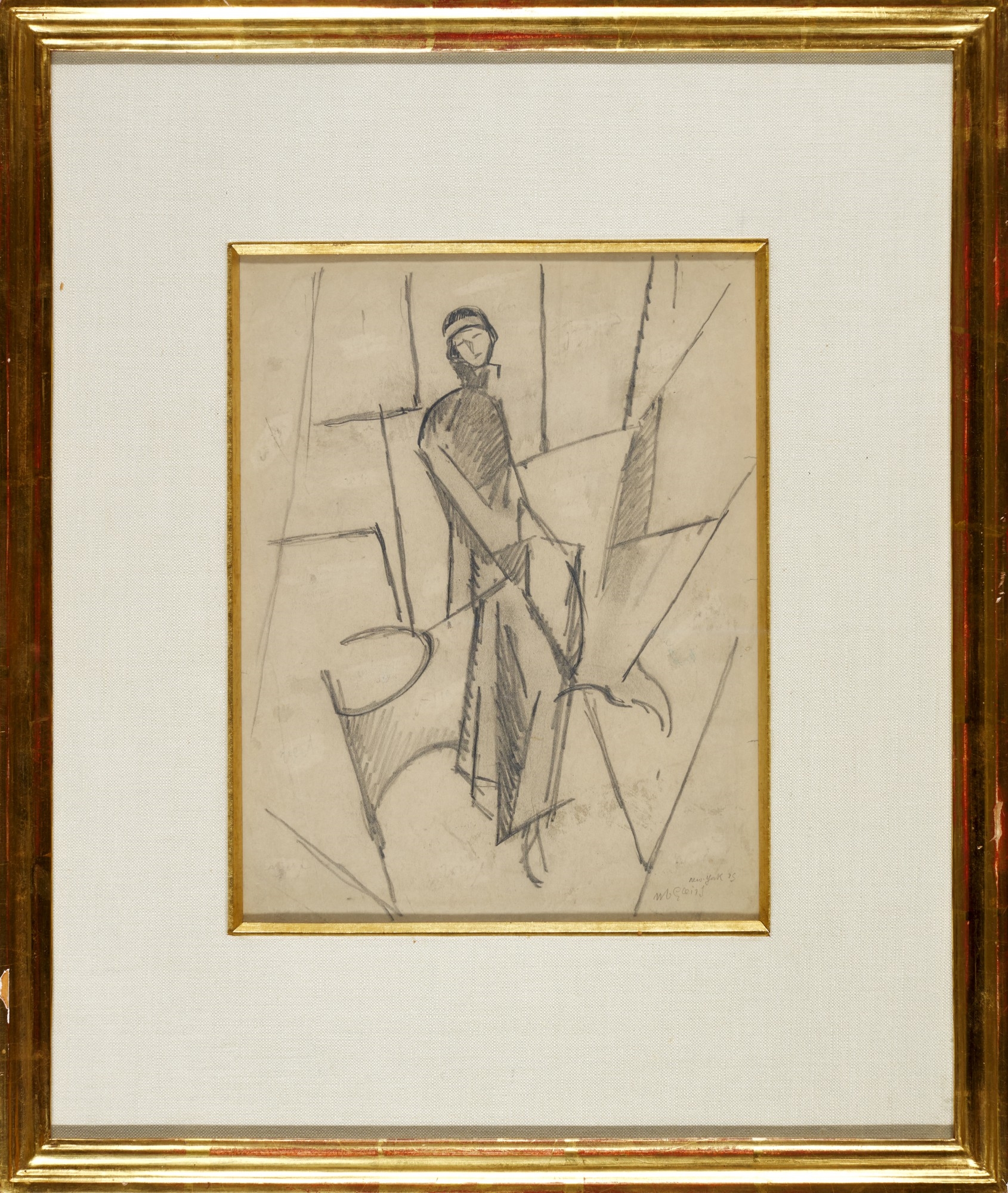 Artwork by Albert Gleizes, PORTRAIT DE LA FEMME À LA ROBE LONGUE, Made of pencil on paper