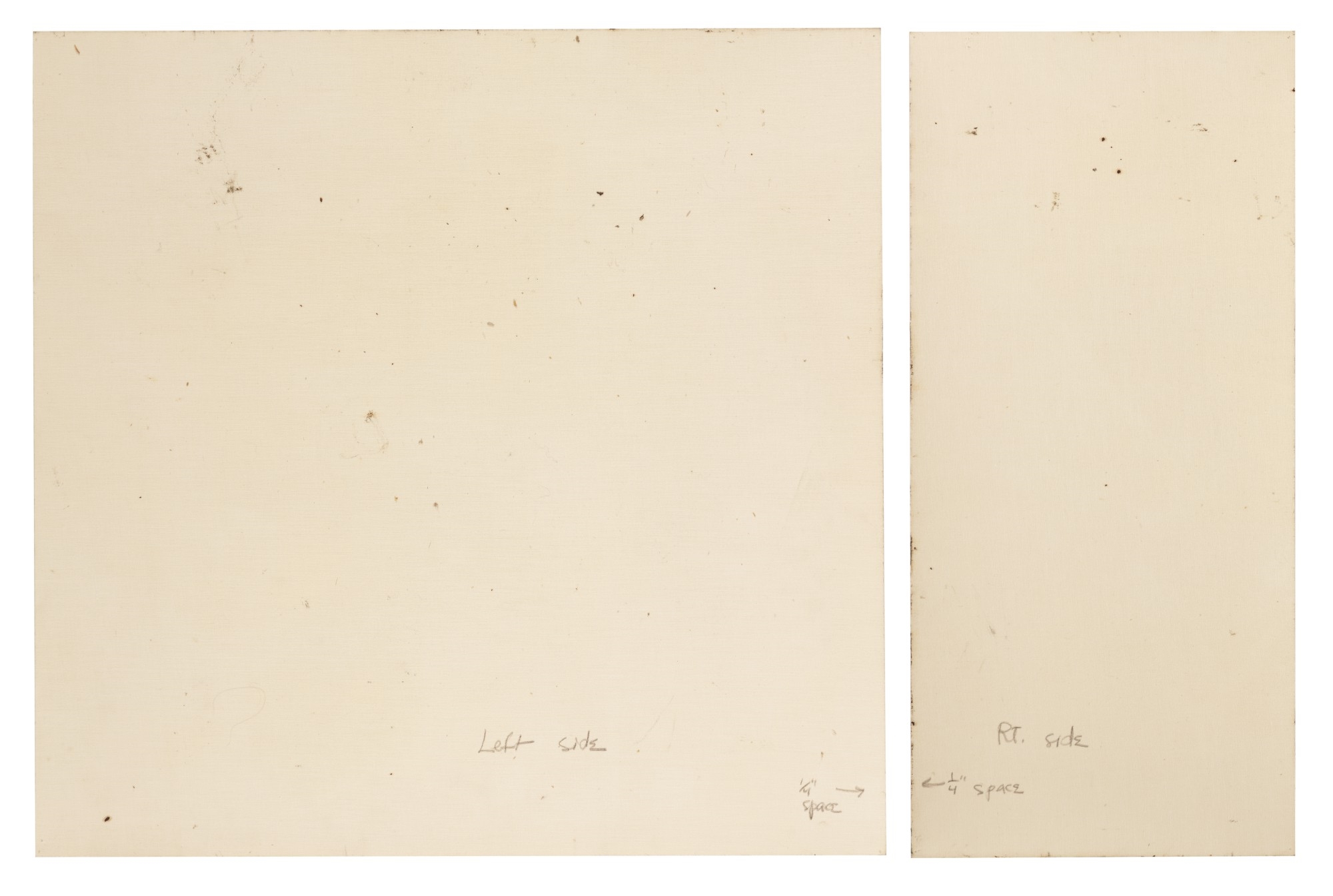A diptych of abstract ink wash paintings featuring bold black shapes against white and grey backgrounds.
