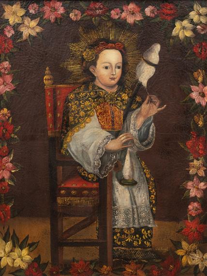 J.J. Pavech | Spanish Colonial Virgin Mary Spinning Thread | MutualArt